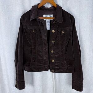 Signature Levi Strauss Brown Corduroy Jacket Soft With Packets Size Large Y2K